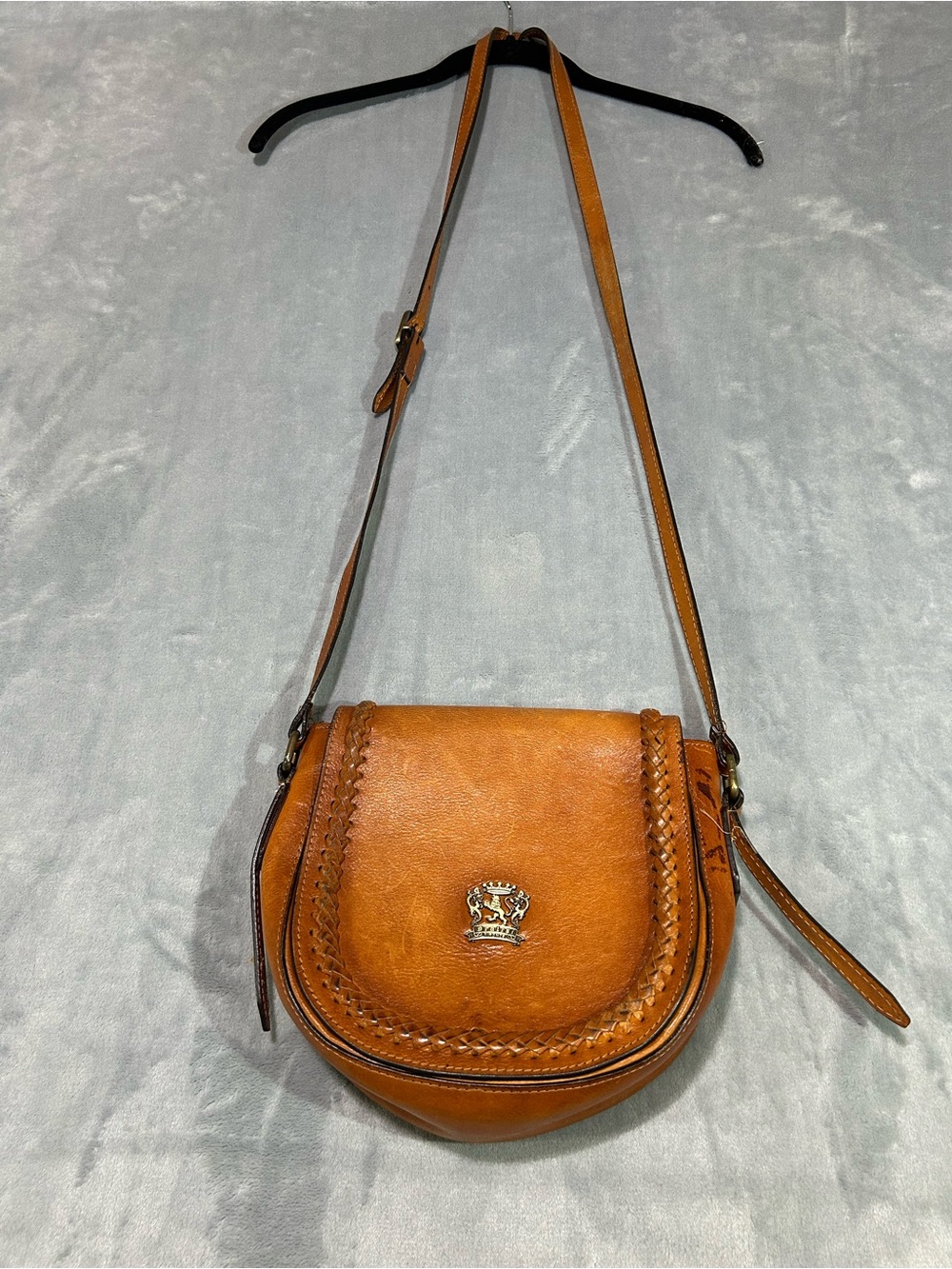 Pratesi Firenze Saddle Crossbody Bag Genuine Leather Brown Made In Italy